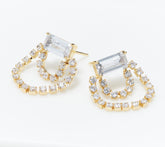 Diamonique x Lisa Freede Double Starlet Earrings, 14K gold-plated brass